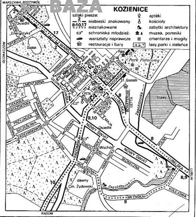 Plan Kozienic i dojazd do bazy